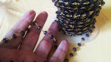 Gold Amethyst Rosary Chain, 6 mm Beaded Chains CH #307, Gold Wire Wrapped Rosary Chain, By The Foot