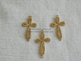CZ Gold Cubic Zirconia Cross Connector, Silver Sideways Link Cross #75, Black Cross Connectors