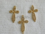 CZ Gold Cubic Zirconia Cross Connector, Silver Sideways Link Cross #75, Black Cross Connectors