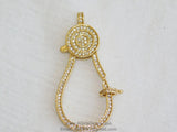 Large Lobster Clasp Micro Pave CZ Gold Double Sided Claw Connector 50 mm Cubic Zirconia for DIY Beaded/Leather/Boho Statement Necklace