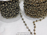 6 mm Faceted Pyrite Gunmetal Rosary Chain Gunmetal Black Chains CH #504 Genuine Natural Pyrite Bead Oxidized Chain 1 3 5 10 feet Roll