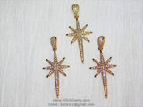 CZ Pave Silver Star Charm, Gold Starburst Cubic Zirconia Pendant #50, Rose Gold North Star for Necklace Jewelry Supplies