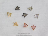 Small Triangle Charm, 3 Pcs CZ Pave Tiny Triangle Charms #60, Rose
