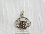 Pave Filigree Purse Longevity Lock Shield 925 Sterling Silver Marcasite Pendant Charm Dangle Sterling Silver Micro Pave Charm Bracelet