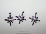 Black Star Charm, CZ Micro Pave Pendants, Dainty Small Starburst Black Rhodium Plated Cubic Zirconia Star Charms