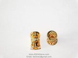 CZ Pave Barrel Tube Cross Aztec Bead, Cubic Zirconia Gold Plated Focal Bead Spacers for Bracelets