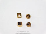 CZ Micro Pave Balls and Squares, Round Silver or Gold with Black CZ Pave Beads, 6 mm Focal Bead Spacer