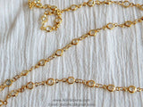 Clear Crystal Bezel Rosary Chain, Gold plated Connector Bezel Chain CH #515, 4 mm Chain