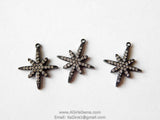 Black Star Charm, CZ Micro Pave Pendants, Dainty Small Starburst Black Rhodium Plated Cubic Zirconia Star Charms