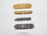 CZ Micro Pave Long Bar Connectors, Dainty Gold Plated Bracelet Links, Baguettes