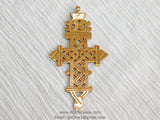 Brass Ethiopian Coptic Cross Jewelry Pendant, African Gold Cross Charm #2050, Jewelry Making Supplies