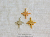Starburst Connector Charm, Rose Gold CZ Pave Star Bracelet Link, North Star Connector