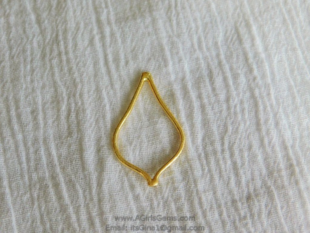 Brushed Gold Marquis Arrowhead Charm, 10 PCS Teardrop Brushed Gold Pendants 18x30 mm Frame, DIY Earrings Connectors