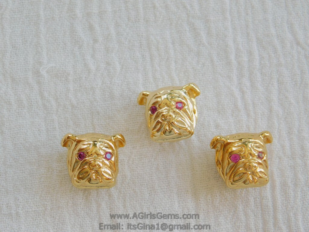 Gold Bulldog Focal Bead, Animal Focal Beads #114, Georgia Bulldogs