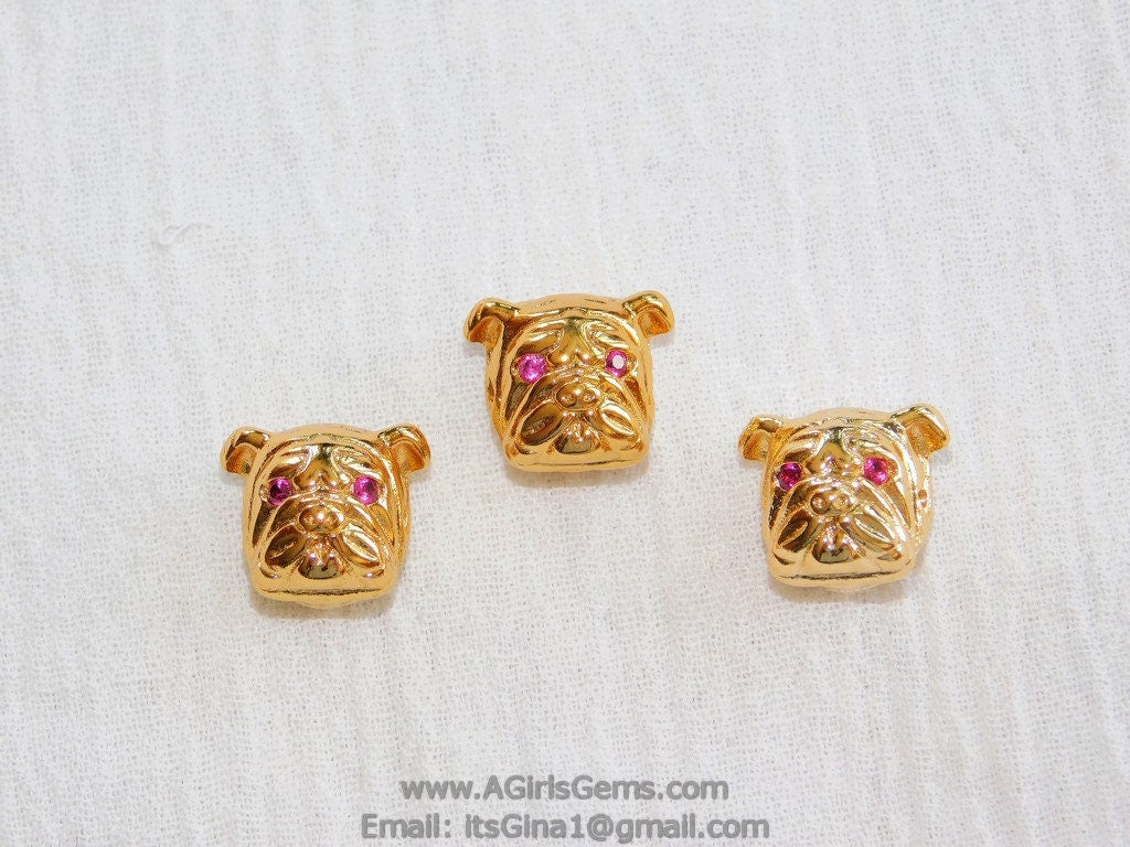 Gold Bulldog Focal Bead, Animal Focal Beads #114, Georgia Bulldogs