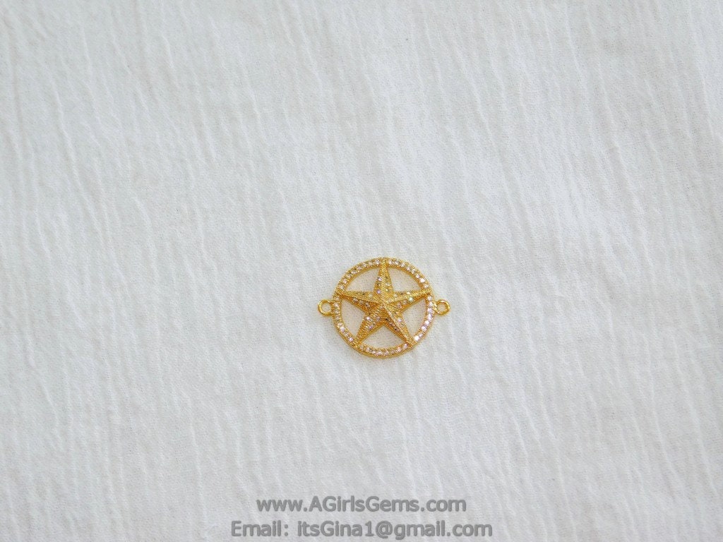 CZ Micro Pave Starfish Connectors, Silver, Rose or Gold Nautical Beach Charms