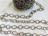 Large Link Chain, Textured Round Necklace Chain Gunmetal Black CH #259, Bracelet Chain Soldered Chains 11