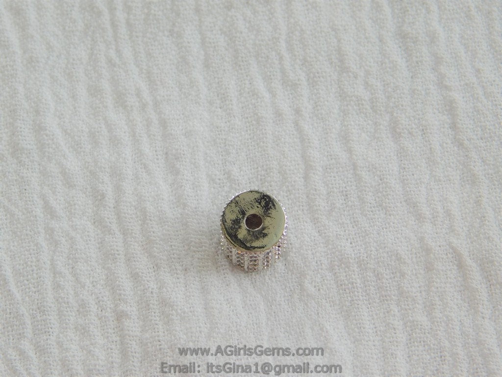 CZ Pave Silver Bead, Clear Rose Gold Drum #249, 6 x 8 mm Diamond Pave Drum