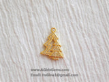 CZ Micro Pave Christmas Tree Charms, Gold Double Christmas Tree Pendants for Bracelet Necklace Jewelry Making