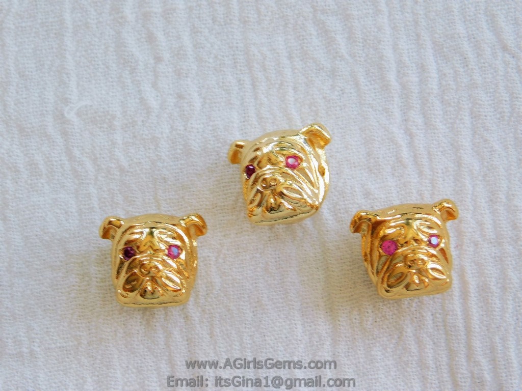 Gold Bulldog Focal Bead, Animal Focal Beads #114, Georgia Bulldogs
