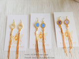 CZ Amethyst Gold Tassel Dangle Earrings CZ March Birthstone Teardrop Earrings Gold Plated Tassel Earrings