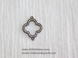 CZ Pave Silver Clover Connectors, Rose Gold Quatrefoil #173, Black Links for Earring