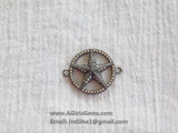 Star Sideways Connector Bead CZ Gunmetal Black Plated Starfish Link Charm Connector Link Pendant Bracelet Necklace AGGSM233