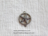 Star Sideways Connector Bead CZ Gunmetal Black Plated Starfish Link Charm Connector Link Pendant Bracelet Necklace AGGSM233