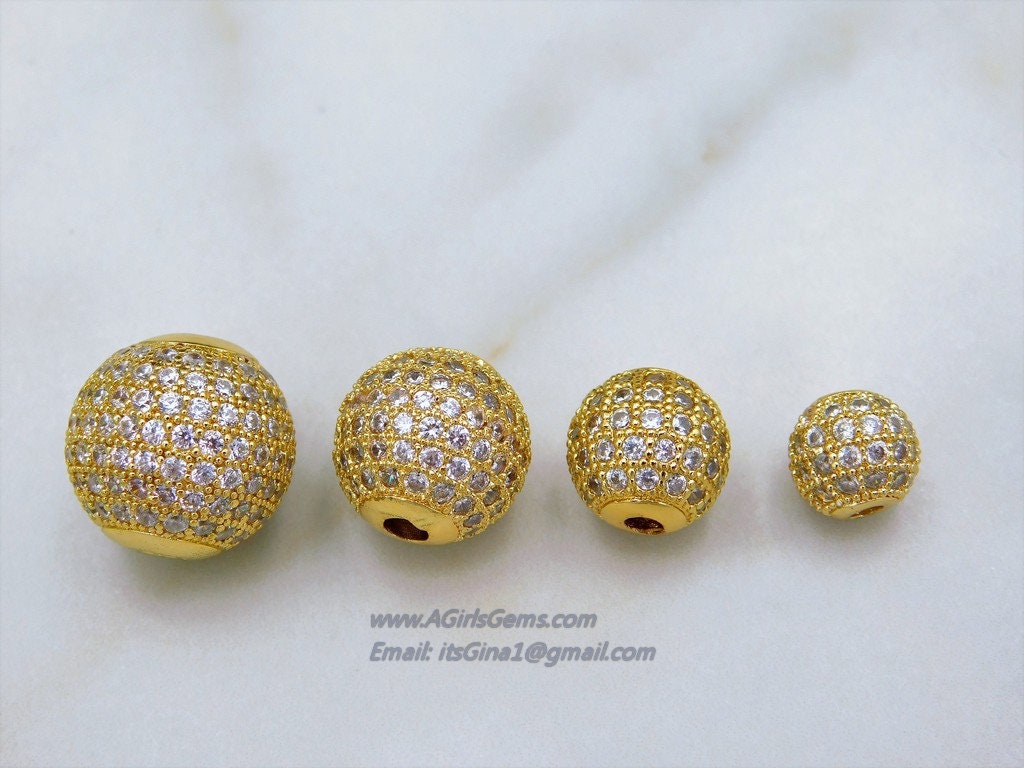 Gunmetal Black CZ Beads, Cubic Zirconia Diamond Pave Round Beads #71, Diamond Pave Round Balls