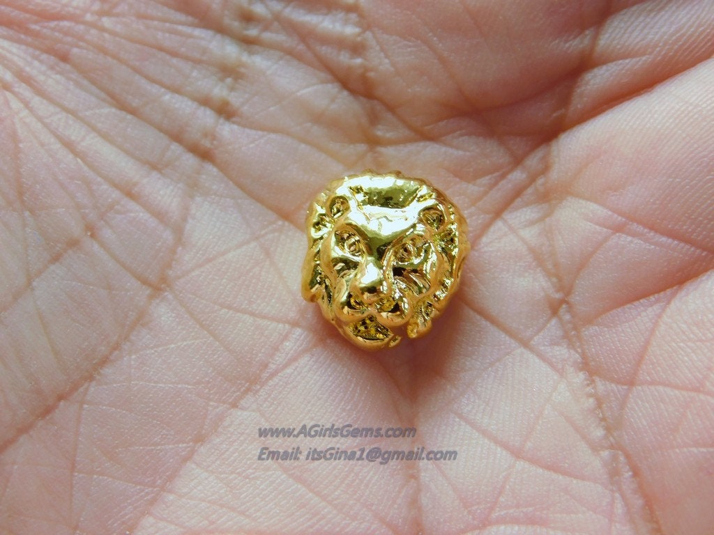 Tiger Charm Beads, 2 Pcs Gold or Black Leopard Cat Focal Bead #91, Gold Tiger Animal