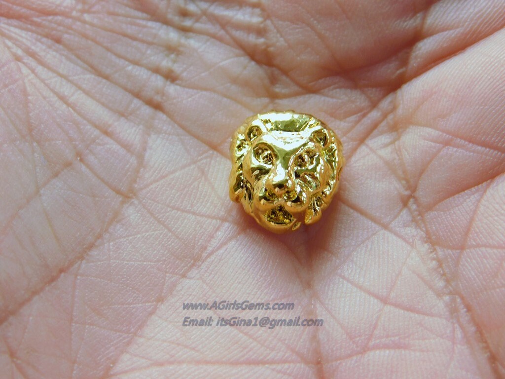 Tiger Charm Beads, 2 Pcs Gold or Black Leopard Cat Focal Bead #91, Gold Tiger Animal