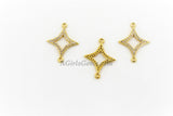 Diamond Charm Connectors, CZ Micro Pave Charms Diamond Shape Kite, Size 16 x 21 mm