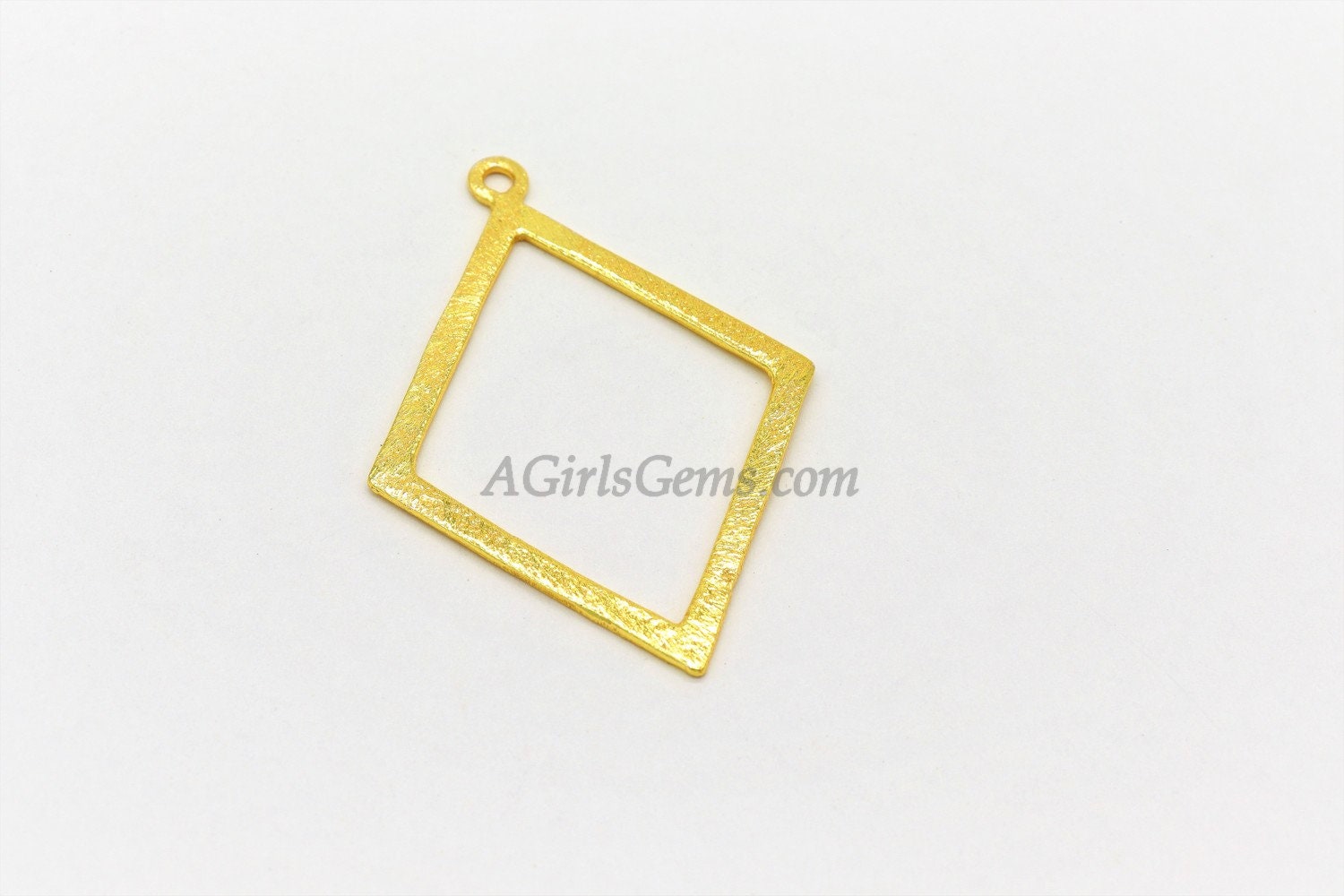 Diamond Shape Charms, Large Brushed Gold Diamond Pendants #668, Necklace and Earrings Charm 38 x 56 mm