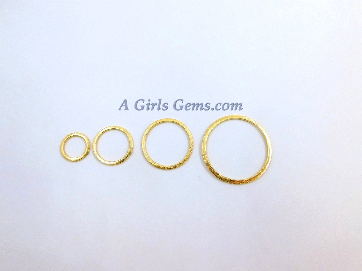 Brushed Gold Washer Charms, Gold Round O Connector Closed Ring Hoop Charms #794, Sizes 15 - 60 mm