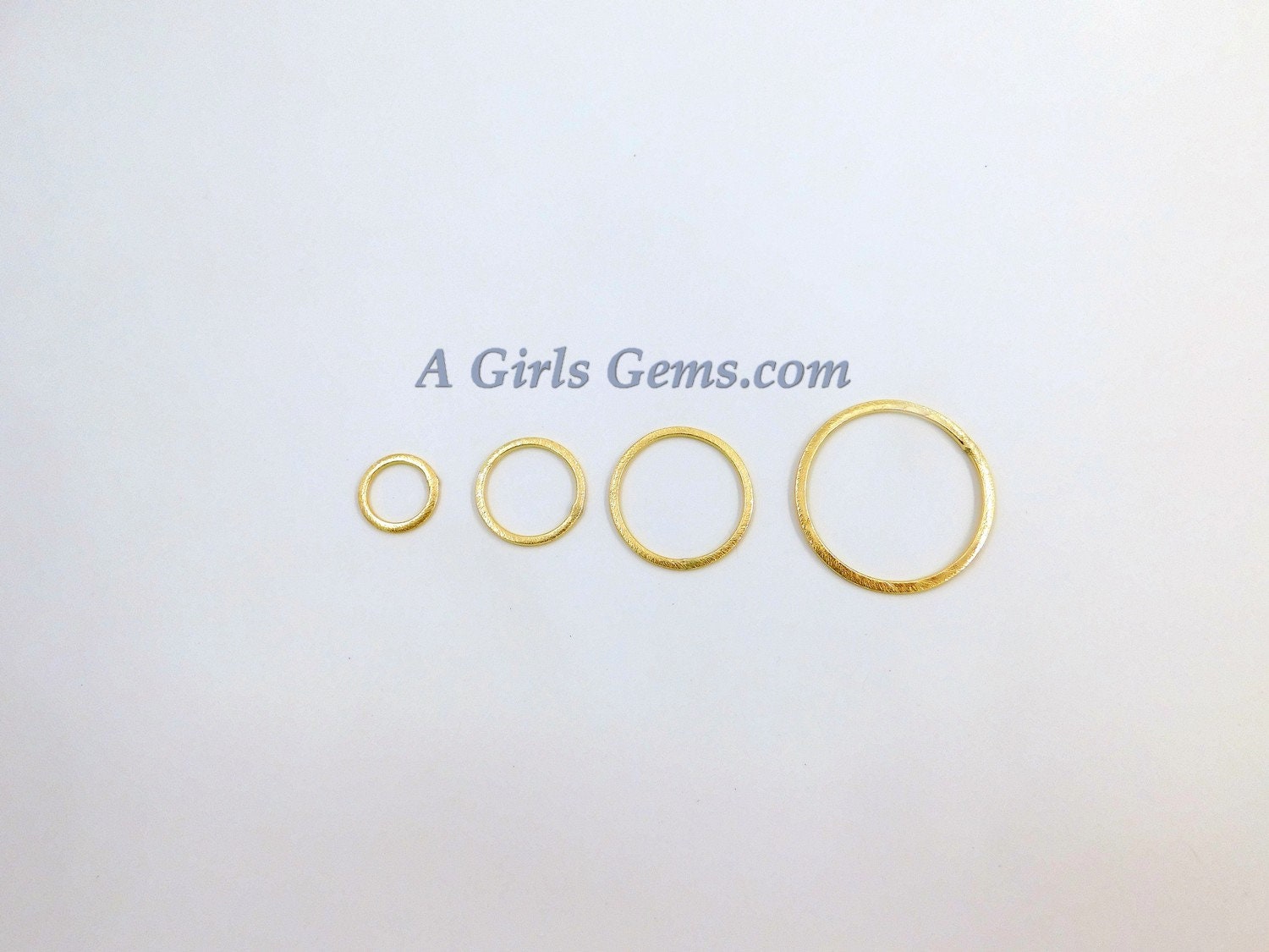 Brushed Gold Washer Charms, Gold Round O Connector Ring Hoop Charms #790, Sizes 15 - 60 mm