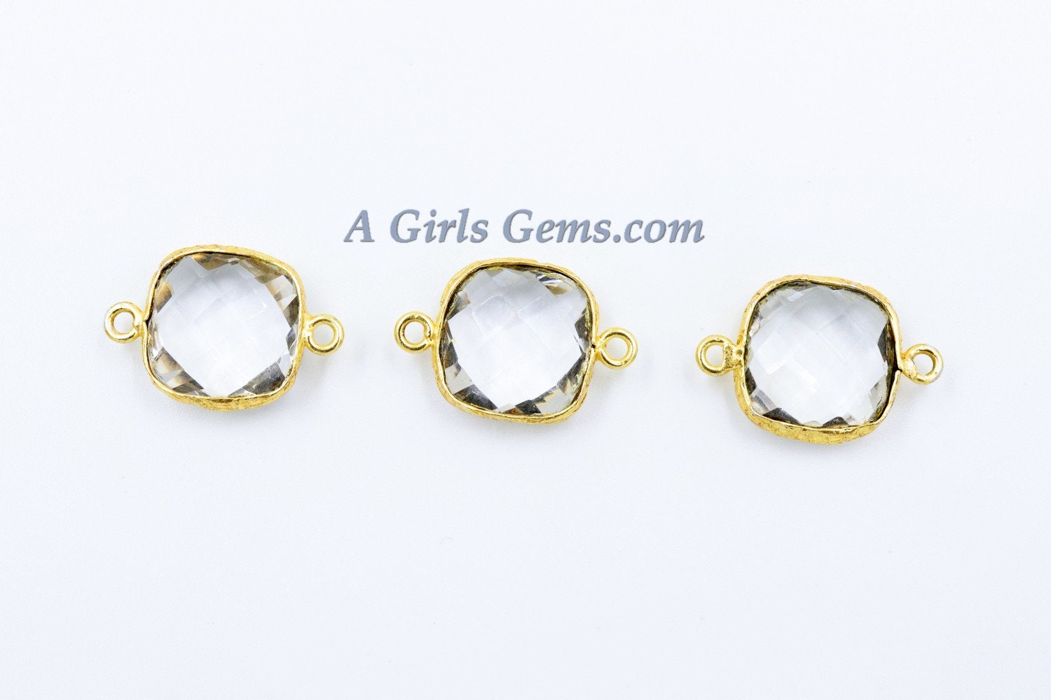 Square Gemstone Connectors, *Wide Edge* Birthstone Connectors *ALL Colors* Boho Style* Tiny Gemstone Link Charms 14 x 20 mm DIY Jewelry