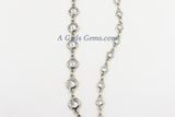 CZ Chain By The Yard, 4 mm Genuine CZ Bezel Chain CH 544, Gold Cz Connectors
