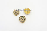Tiger Head Pendant, AG #663, CZ Micro Pave Gold Tiger Pendant with Bail