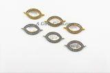 CZ Micro Pave Pearl Connectors, Mother of Pearl Silver Evil Eye Charm #74, 14 x 24 mm Silver Pearl Charm Beads/CZ Necklace Connector charm