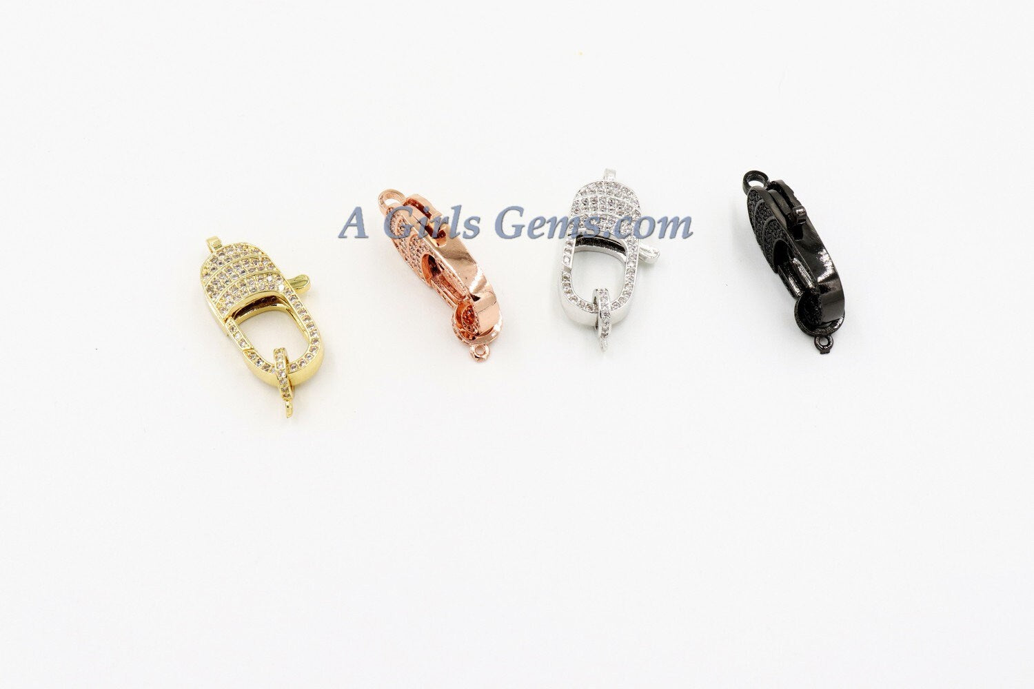 Large Lobster Clasp, CZ Rose, Gold