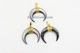 Crescent Moon Charms, Gray Mini Double Horn Natural Shell Pendant, Double Horn Small Charm Pendant