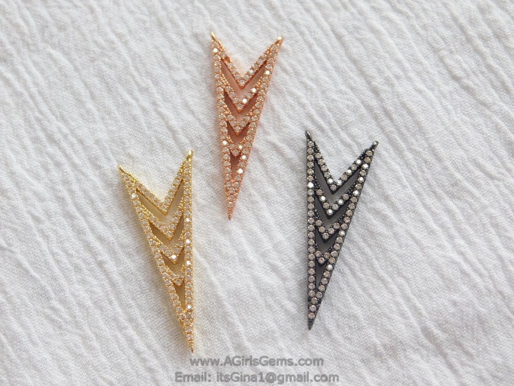 Micro Pave V Pendant Connector, Rose, Gold