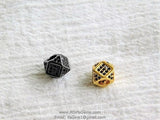 CZ Cube Beads, Cubic Zirconia Large Hole Beads #303, Pave Hexagon Square,Silver