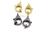 Large Lobster Clasp, 18 x 26 mm Gold, Gunmetal Black Micro CZ Double Sided