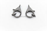 Large Lobster Clasp, 18 x 26 mm Gold, Gunmetal Black Micro CZ Double Sided