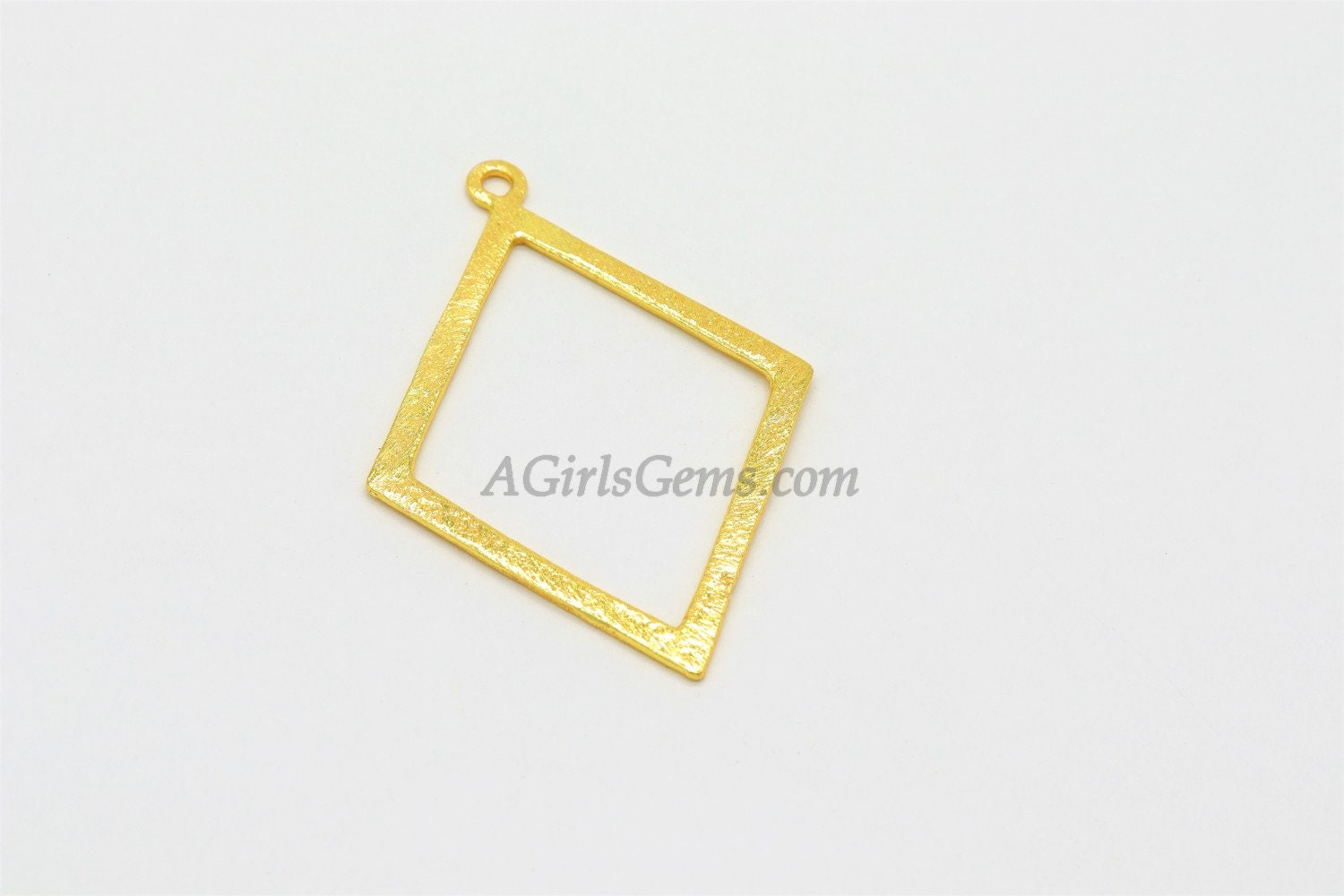 Diamond Shape Charms, Large Brushed Gold Diamond Pendants #668, Necklace and Earrings Charm 38 x 56 mm