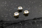 CZ Micro Pave Square Connectors or Charms #320, Cubic Zirconia Tiny Gold Filigree Bezel, 8 x 12 mm 2 Loops Earrings