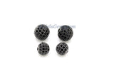 Gunmetal Black CZ Beads, Round Black CZ Micro Pave Beads, Ball Black Cubic Zirconia Plated Beads