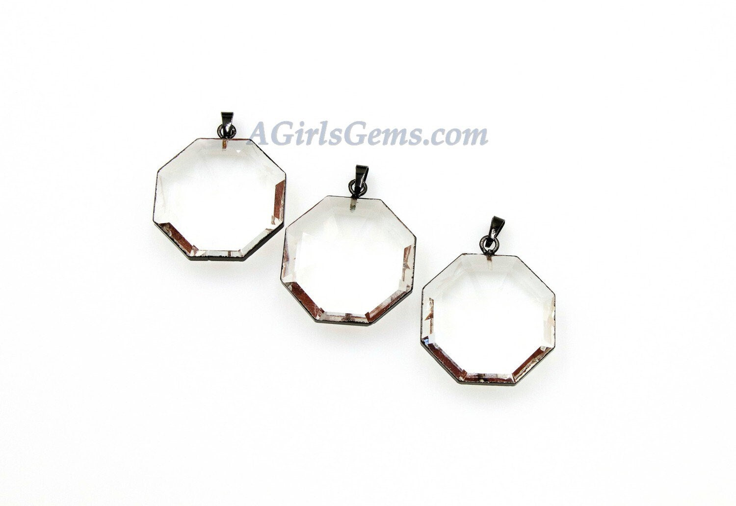 Black Soldered Crystal Pendant, Hexagon Faceted Chandelier Pendant 31 x 34 mm Crystal Pendant with Black/Gold Round Disc Pendants