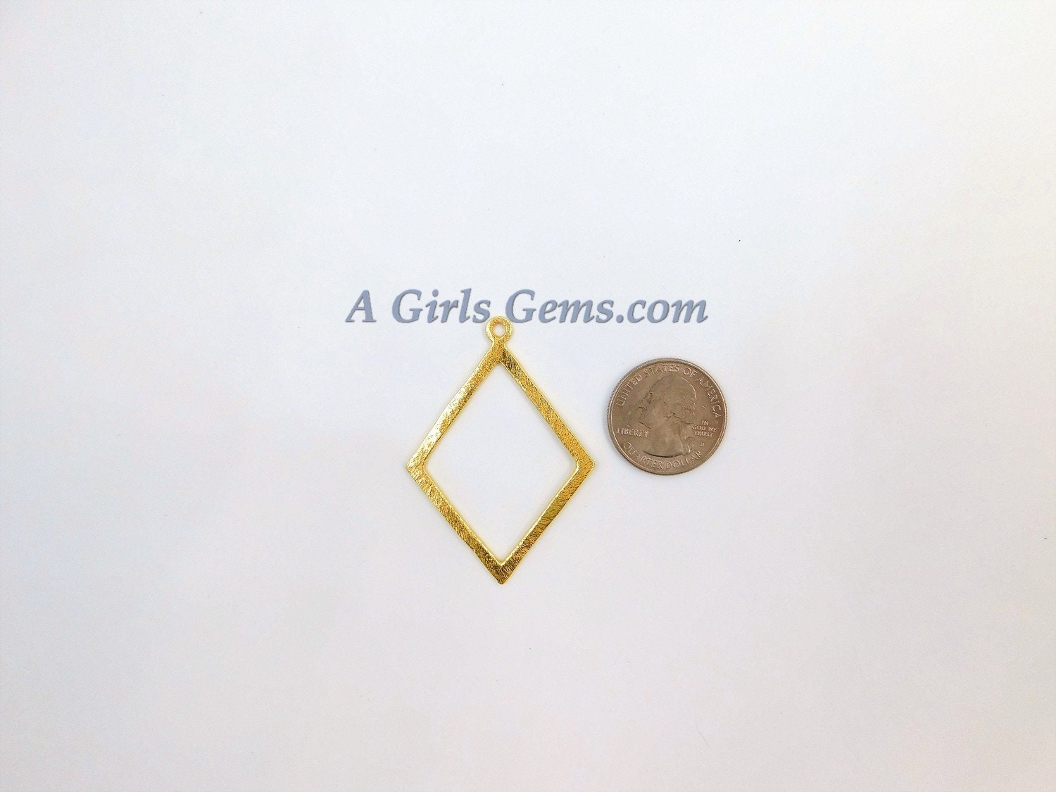 Diamond Shape Charms, Large Brushed Gold Diamond Pendants #668, Necklace and Earrings Charm 38 x 56 mm